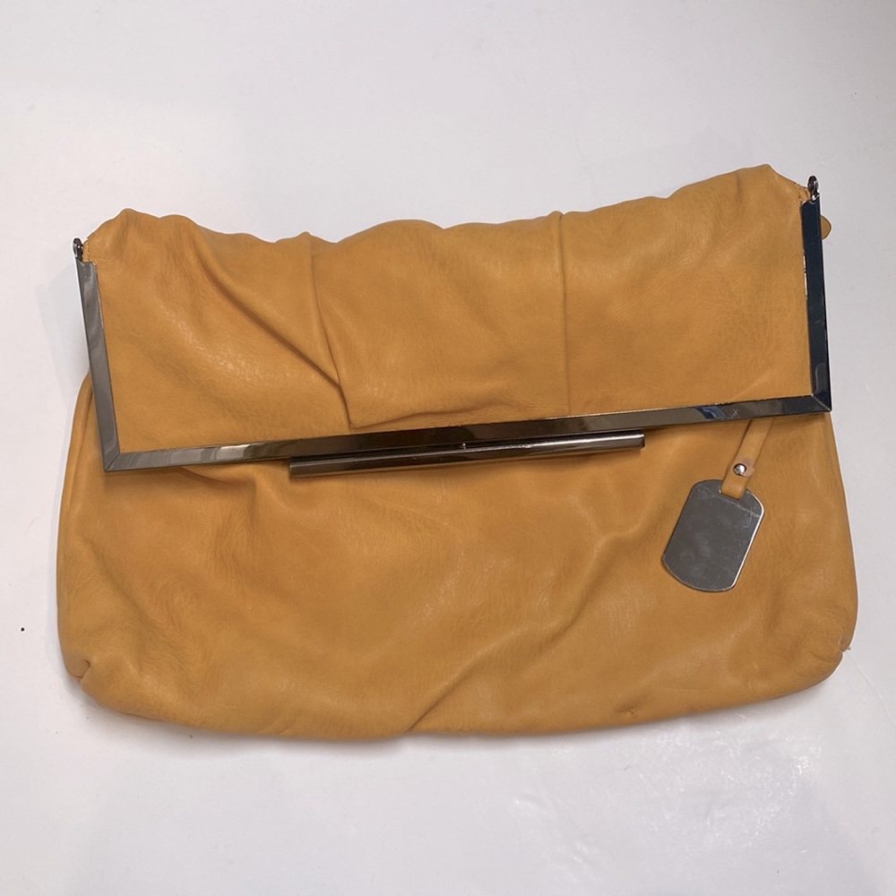 Bedd Yellow Pouch Bag Fold Over Large Golden Clutch